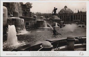 Spain Barcelona Place D'Espagne Fountain Vintage RPPC C173