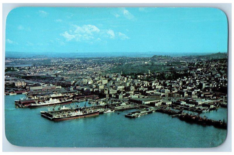 New Zealand Postcard Aerial View of Auckland c1950's Vintage Unposted