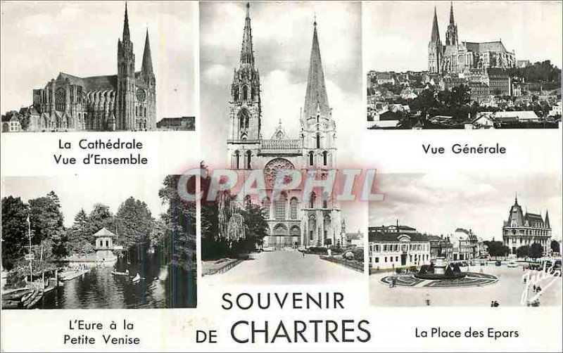 Modern Postcard Souvenir of Chartres cathedral Overview General views the Eur...