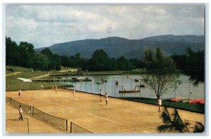 1945 Camp Carolina Tennis Court Brevard North Carolina Vintage Antique Postcard