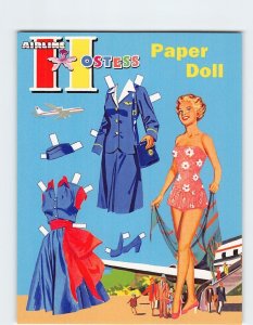 Postcard Airline Hostess Paper Doll