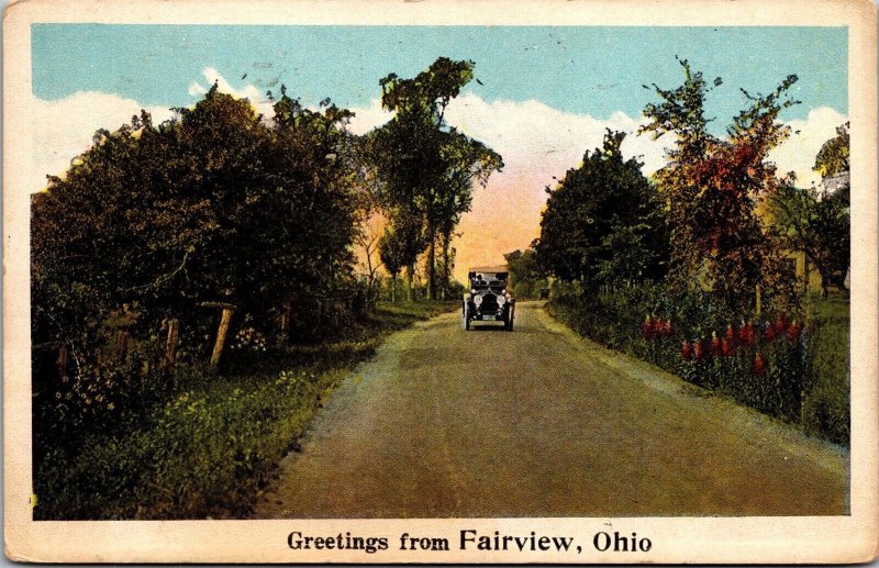 Vtg Scenic Greetings from Fairview Ohio 1920s Postcard