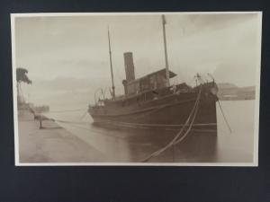 Mint vintage RPPC China Postcard Docked Ship Hong Kong