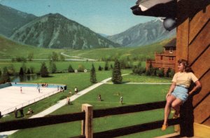 Sun Valley Idaho ID Summer Outdoor Ice Rink Postcard Union Pacific Railroad