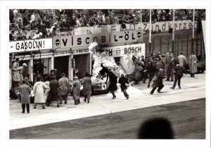 Germany NURBURGRING AUTO RACE 1960 Scarlatti~Ferrari Pit Fire REPRO 4X6 Postcard