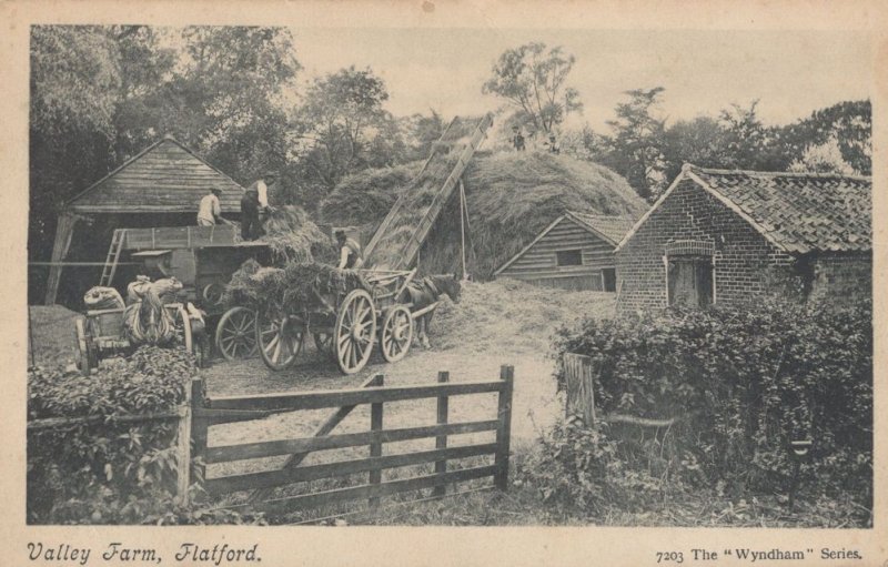 Farmers Haymaking Ladder Valley Farm Flatford Essex Antique Postcard