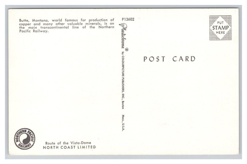 Butte Montana Copper Mine Northern Pacific Railway Postcard