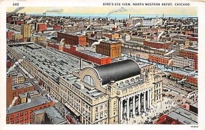 Bird's Eye View, North Western Depot Chicago, IL., USA Chicago Train Unused 