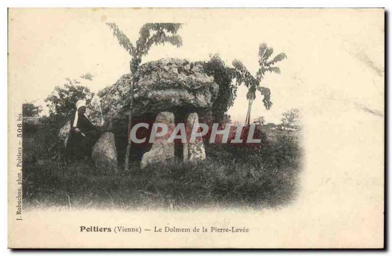 Old Postcard Dolmen Megalith Poitiers dolmen stone levee Fileuse Folklore