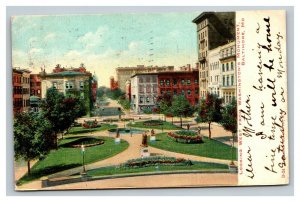 Vintage 1907 Postcard Park Mount Vernon-Belvedere Neighborhood Baltimore MD
