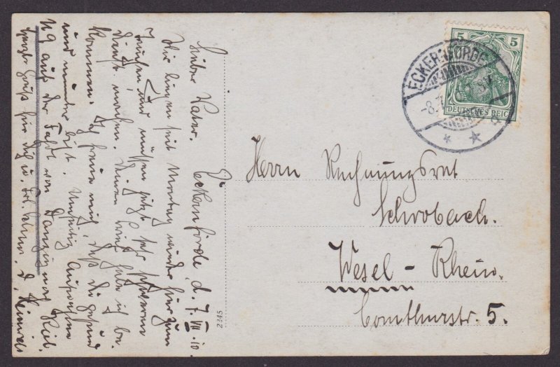GERMANY 1910, Postcard to Wesel, Submarine U-boot, RPPC