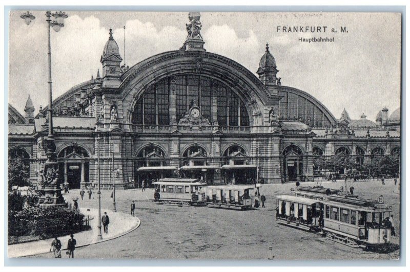 Frankfurt am Main Germany Postcard Central Station 1908 Posted Antique