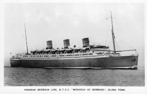 RPPC Furness Bermuda Line QTEV Monarch of Bermuda Ocean Liner c1930s Postcard