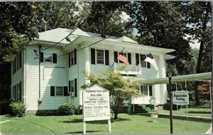 Winona Lake Indiana Christian Assembly Admin Bldg flag vintage postcard KG10