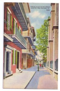 New Orleans LA Pirates Alley French Quarter Linen Postcard