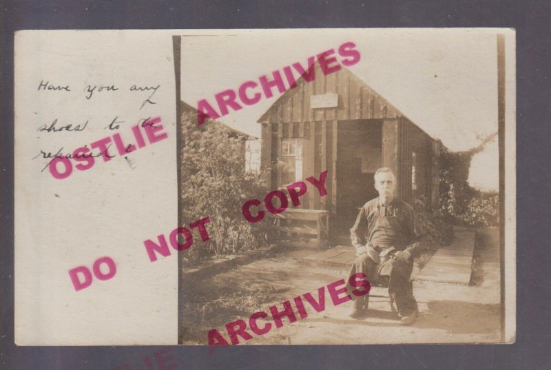 Los Angeles CALIFORNIA RPPC 1908 ADVERTISING Occupational COBBLER SHOE REPAIR