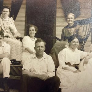 Antique 1904-1918 Real Photo RPPC Family Granny Chair 7 Adults Wrap Around Porch