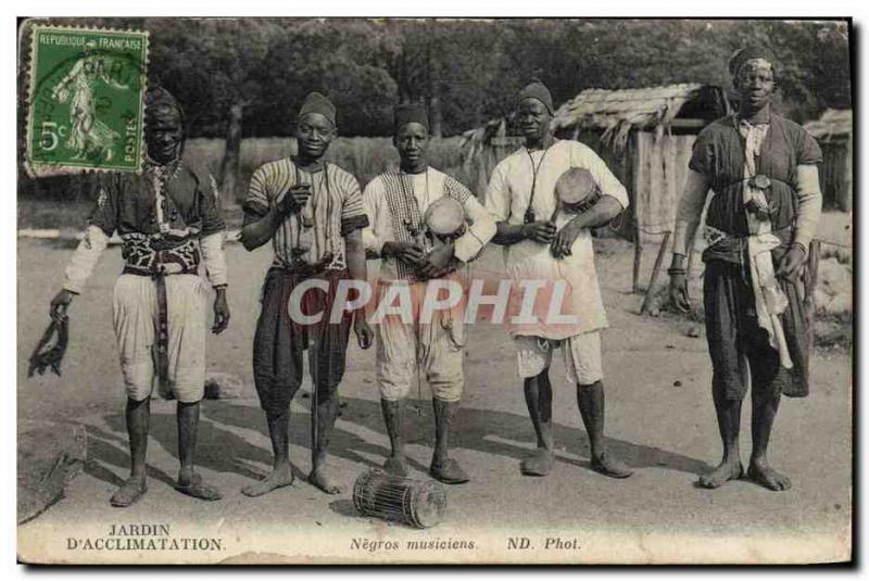 Old Postcard Negro Male Black Paris Jardin d & # 39acclimatation Megros music...