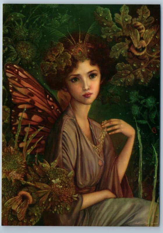 PRETTY GIRL Fairy Queen in Green Forest Fantasy Miracle Russian New Postcard