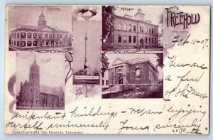c1905 Freehold New Jersey Postcard Court House High School Public Library Church