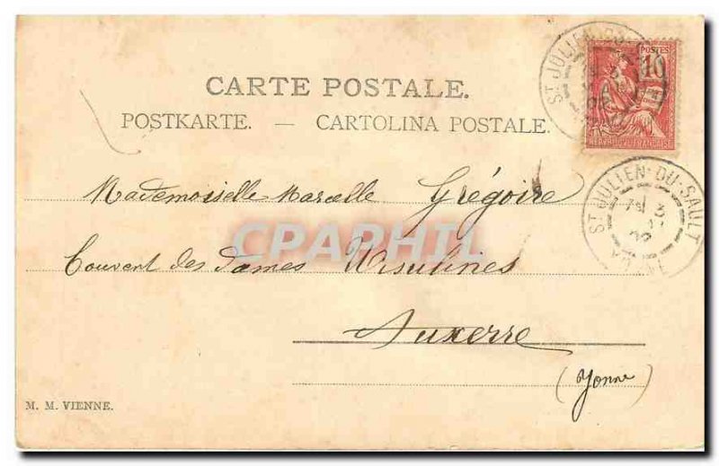 Postcard Old Woman Pig Pig