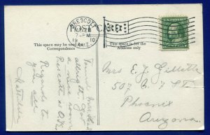 The Elks opera House Prescott Arizona az postmarked 1910 flag cancel postcard