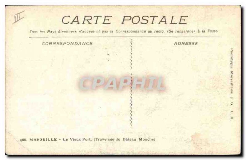 Old Postcard Marseille Vieux Port Traversee the Bateau Mouche