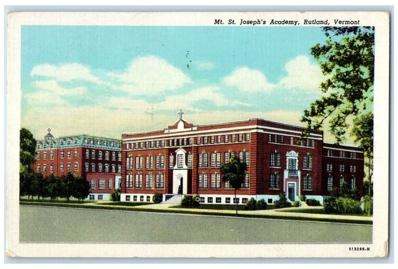 1954 Mt. St. Joseph's Academy Exterior Rutland Vermont VT Posted Trees Postcard