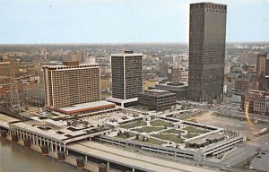 Aerial View of Galt House and River Front Plaza Park Louisville Kentucky  