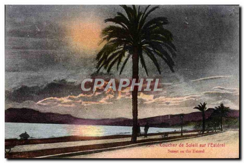 Old Postcard Sunset From Solell On I & # 39Esterel