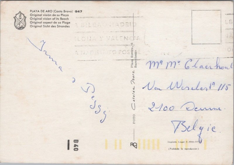 Spain Playa De Aro Beach Vintage Postcard BS.26