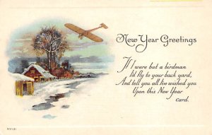 New Year Greetings Flying Machine Unused 