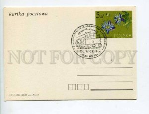 292147 POLAND 1984 year FLOWER postal card Gliwice electric TRAIN railroad