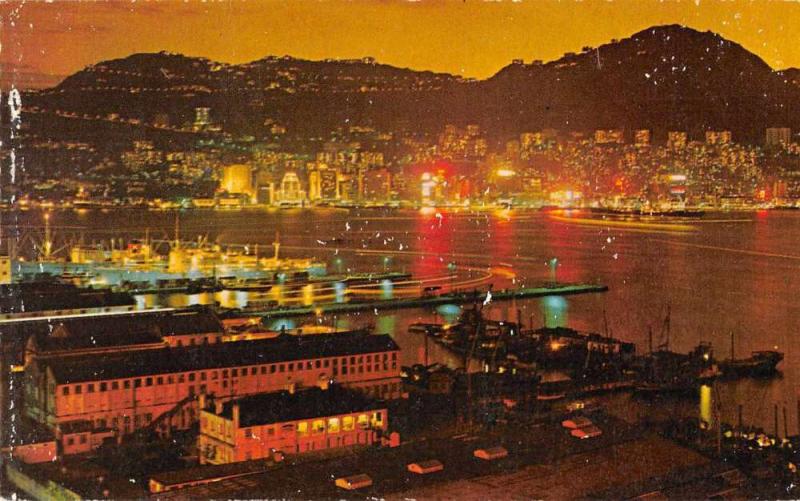 Kowloon Hong Kong night scene store house neon lights vintage pc Z45616