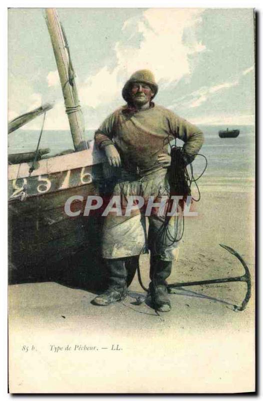 Postcard Old Fishing type fisherman