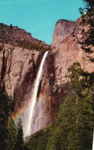 Vintage Postcard Bridal Veil Fall Waterfalls Yosemite National Park California