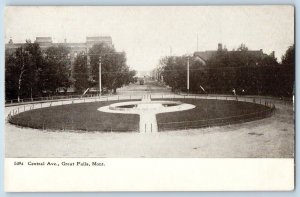 Great Falls Montana Postcard Central Avenue Birds Eye View Fountain 1907 Vintage