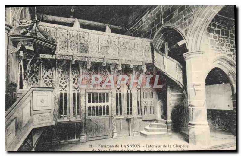 Old Postcard surroundings Lannion Interior of the Chapel of Our Lady