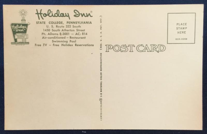 Postcard Unused Holiday Inn State College PA LB