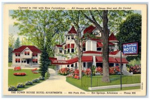 c1940 Exterior View Town House Hotel Apartments Hot Springs Arkansas AR Postcard