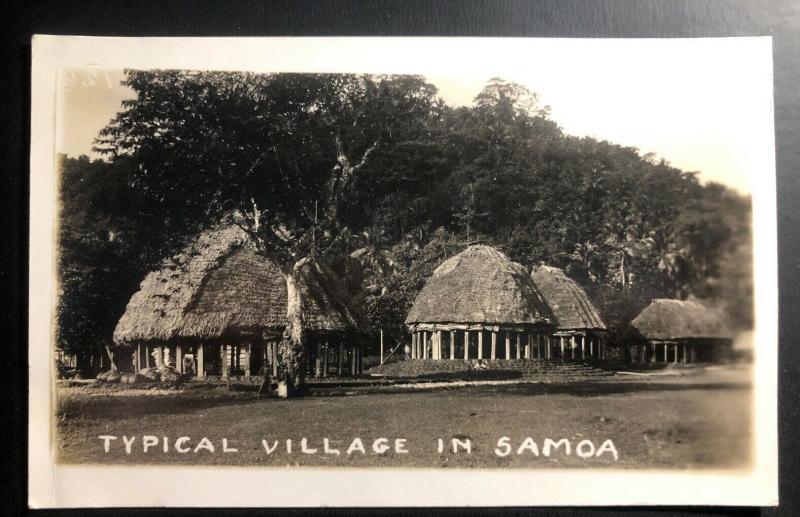 Mint American Samoa Real Picture Postcard RPPC Typical Village 1937