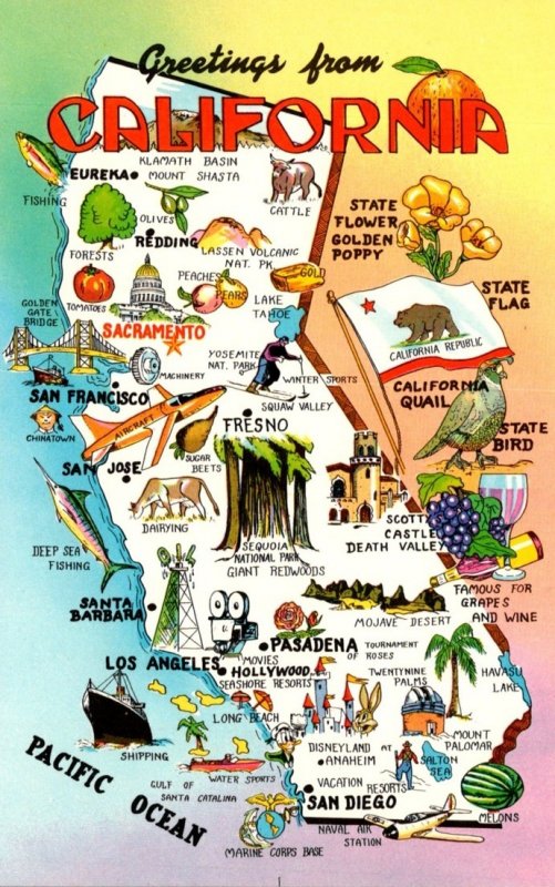 California Greetings With Map