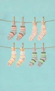 Dirty Socks On Washing Line Childrens Vintage Ladybird Book Postcard