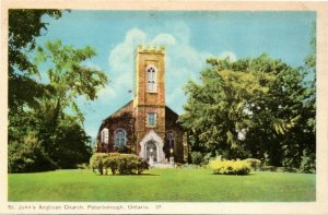 Postcard ON Peterborough St. John's Anglican Church on Brock Street 1940s K61