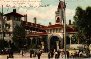 Florida St Augustine Hotel Ponce De Leon Entrance 1908 Rotograph