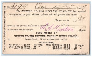 1889 United States Express Company Money Order Omaha Nebraska NE Postal Card