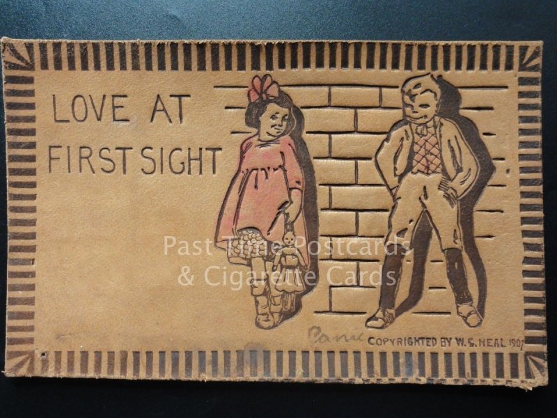 American Leather Postcard: LOVE AT FIRST SIGHT.. by W.S.Neal c1907