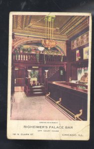 CHICAGO ILLINOIS RIGHEIMER'S RESTAURANT BAR VINTAGE ADVERTISING POSTCARD 1911