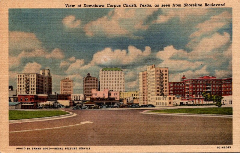 Texas Corpus Christi View Of Downtown Seen From Shoreline Boulevard Curteich