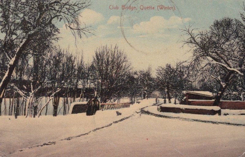 Club Bridge Quetta Pakistan at Winter Old Postcard